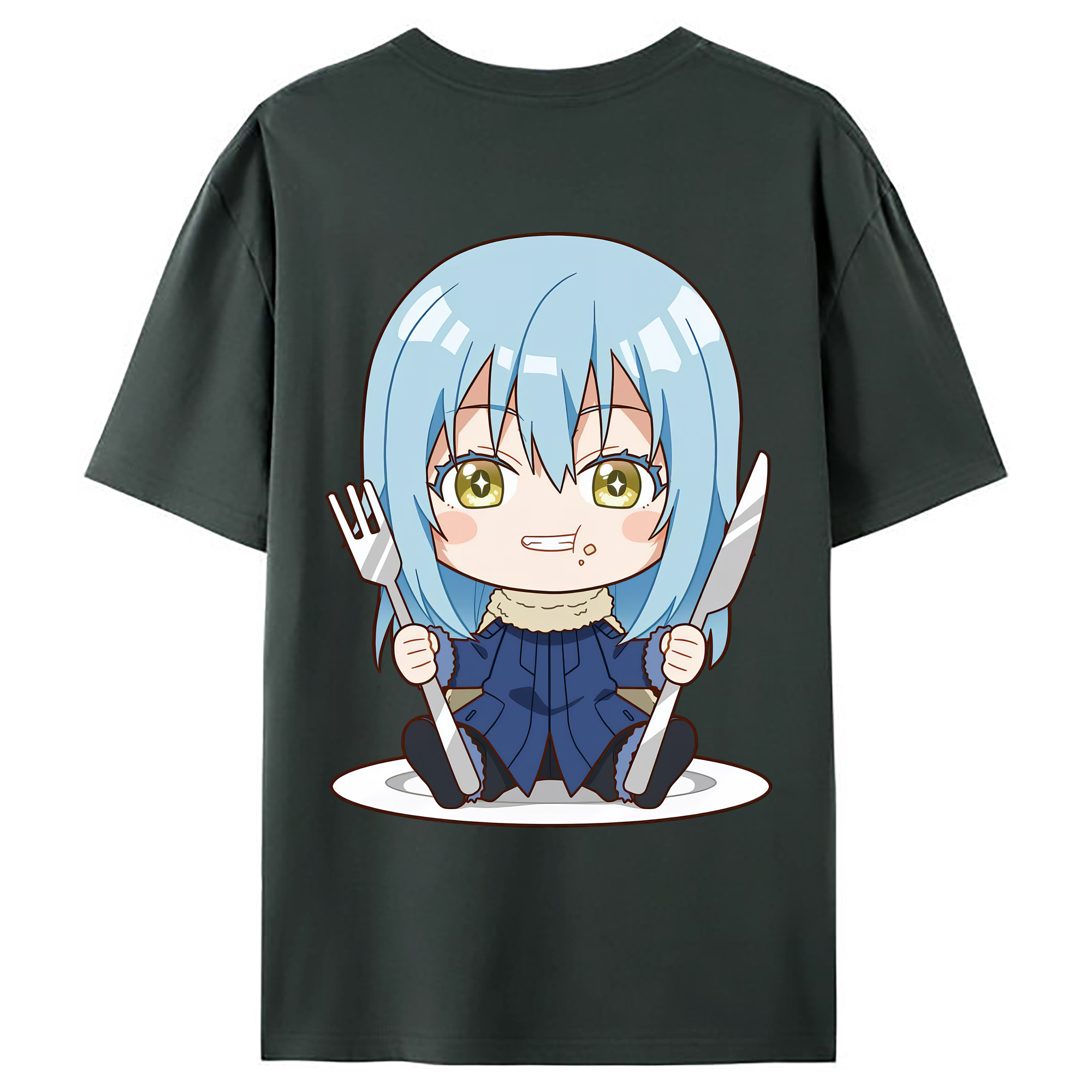 （画像用） 転スラ Regarding Reincarnated to Slime 綿100％ メンズ半袖Tシャツ（バックプリント） 通気性
